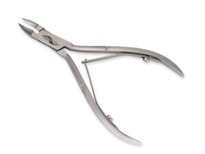 Nail Nippers, 4", stainless, concave cutting edge, satin finished surface