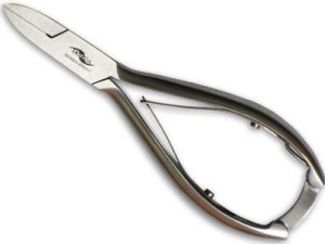 Professional flat nail nippers with smooth-running double spring and handle lock, 14 cm, 5 ½", concave-grounded, stainless, satin finished, surface passivated, surgical quality