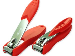 Nail Clippers, 2½", chromium plated, with red nail collection box in ABS plast