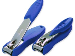 Nail Clippers, 2½", chromium plated, with blue nail collection box in ABS plast