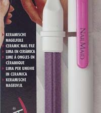 NailMaid, Ceramic Nail - File, 5½", white, magenta clip, blister carded