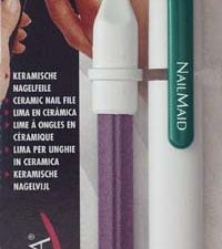 NailMaid, Ceramic Nail - File, 5½", white, green clip, blister carded