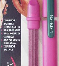 NailMaid, Ceramic Nail File, magenta case, Clip green, blister carded