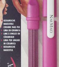 NailMaid, Ceramic Nail File, magenta case, Clip white, blister carded
