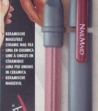NailMaid, Ceramic Nail File, light grey case, Clip burgundy, blister carded