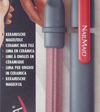 NailMaid, Ceramic Nail File, light grey case, Clip red, blister carded