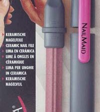 NailMaid, Ceramic Nail File, light grey case, Clip magenta, blister carded