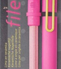 FileAway, Ceramic Nail File, magenta case, Clip yellow, blister carded