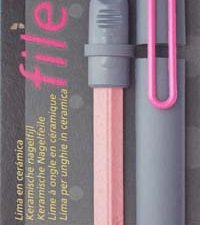 FileAway, Ceramic Nail File, light grey case, Clip magenta, blister carded