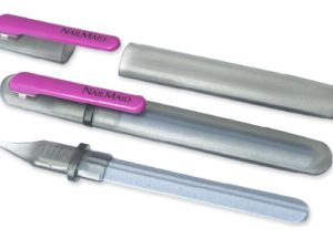 NailMaid translucent, Ceramic Nail File, black case, Clip magenta, blister carded