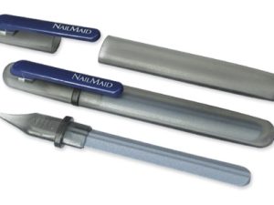 NailMaid translucent, Ceramic Nail File, black case, Clip blue, blister carded