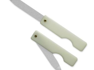 Folding Nail File, 4¾", white ABS plastic handle