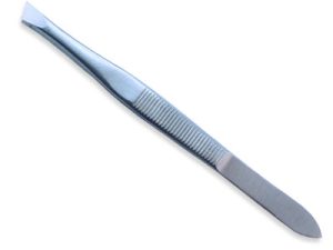 Tweezers, 3 ½", oblique tip, stainless steel, satin-finished surface