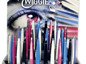 Twiggie color, Prof. Tweezers Display, stainless, assorted, 36 slanten, powder coated