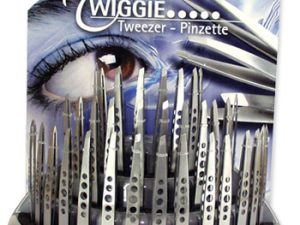 Twiggie Design Pro, Prof. Tweezers Display, stainless, content of 36 slanten tweezers, stainless steel